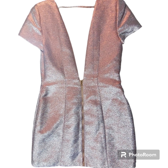 Express Pink Metallic Short Sleeve Dress Sz 8 - Picture 5 of 12